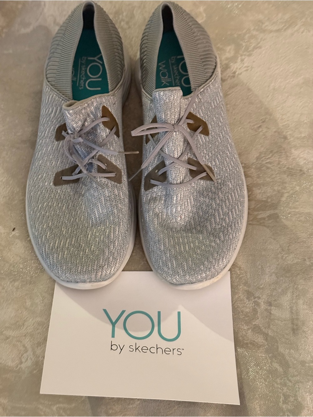 Skechers YOU Silver Knit Slip-On Walking Sneakers